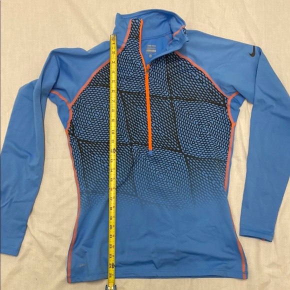 Nike Pro Women's Fleece lined Half zip pull over Blue and Orange Athletic Jacket - Picture 4 of 12